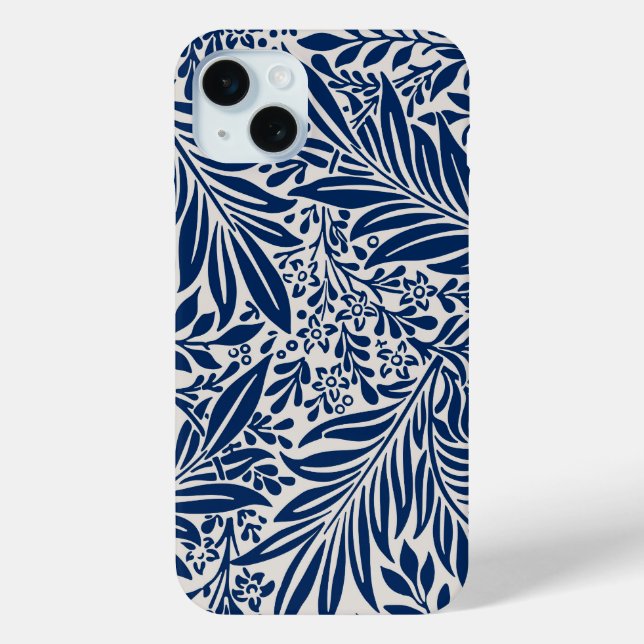 blue floral pattern with diverse leaves & blossoms Case-Mate iPhone case (Back)
