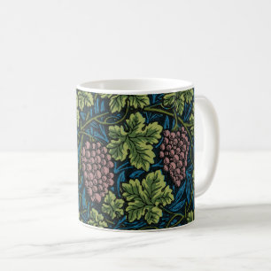 blue floral pattern with diverse leaves & blossoms coffee mug