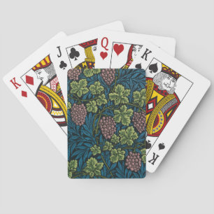 blue floral pattern with diverse leaves & blossoms playing cards