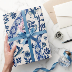 Blue Floral pattern Wrapping Paper