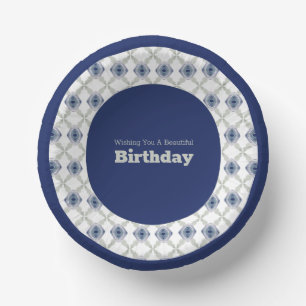 Blue Floral Patterned Paper Bowl Paper Plate