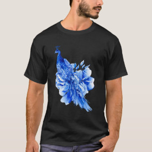 Blue Floral Peacock Boho Design T-Shirt
