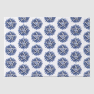 Blue Floral Pentagram Witch White Halloween Tissue Paper