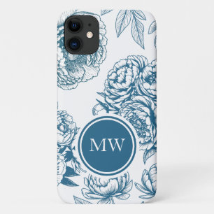 Blue Floral Peony iPhone 11 Case