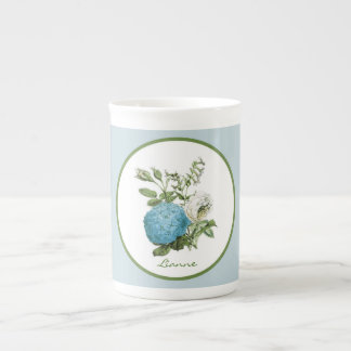 Blue Floral Personalised Bone China Mug