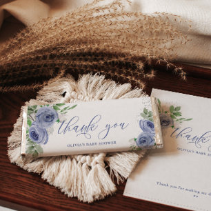 Blue Floral Personalised Candy Bar Wrapper