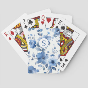 Blue Floral Personalised Playing Cards