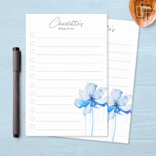 Blue Floral Personalised To-Do List Post-it Notes