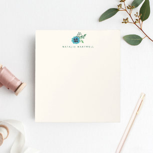 Blue Floral Personalized Notepad