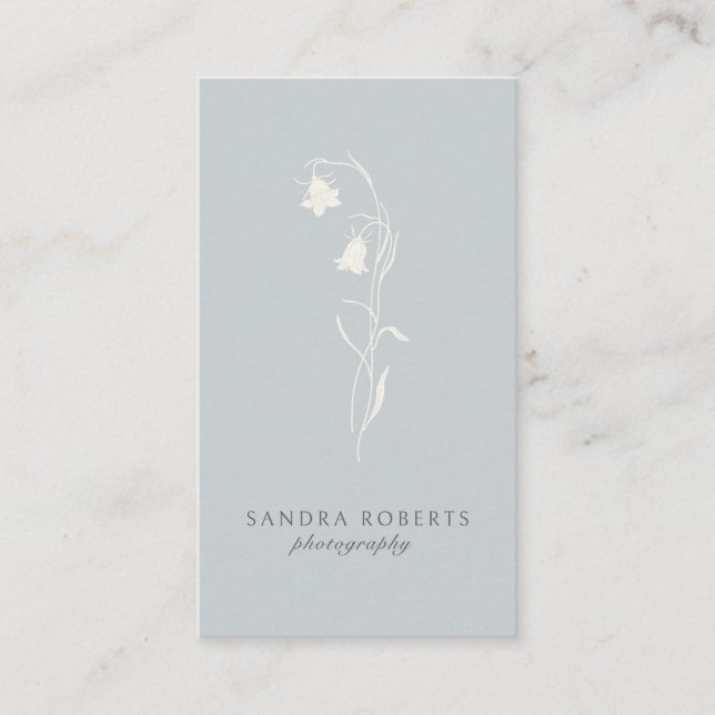 Blue floral photography business card (Front)