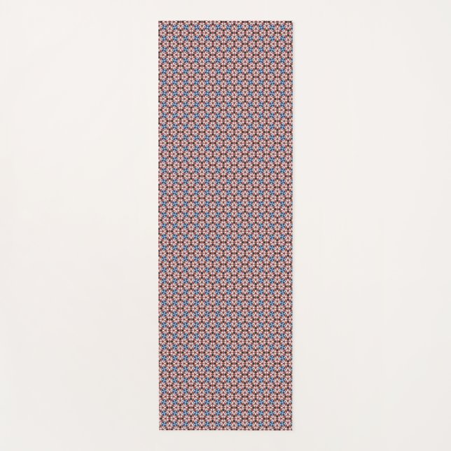 Blue Floral  Pink and Brown Yoga Mat (Front)