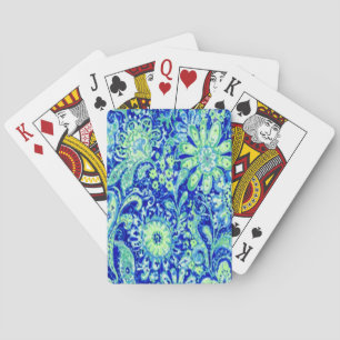 Blue Floral Playing Cards