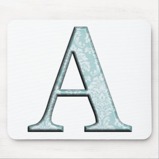 Blue Floral Print A monogram initials Gifts Mouse Mat