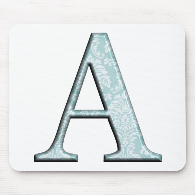 Blue Floral Print A monogram initials Gifts Mouse Mat (Front)