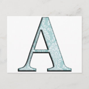 Blue Floral Print A monogram initials Gifts Postcard