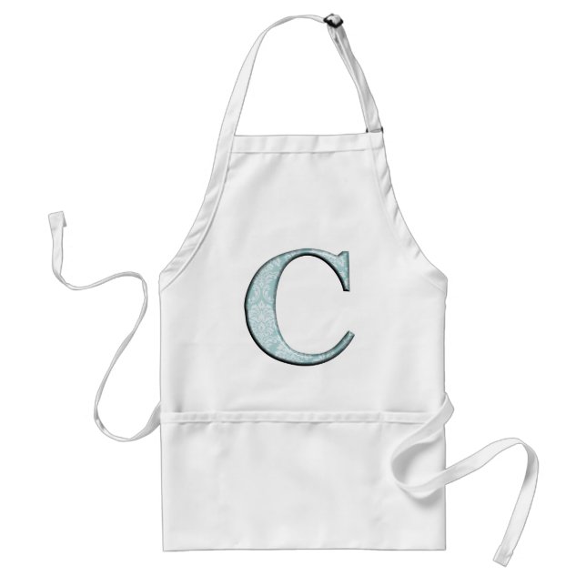 Blue Floral Print C monogram initials Gifts Standard Apron (Front)