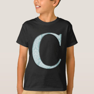 Blue Floral Print C monogram initials Gifts T-Shirt