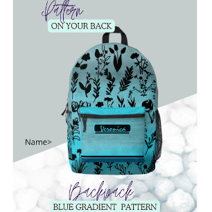 Blue Floral Printed Backpack