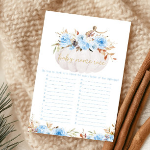 Blue Floral Pumpkin Baby Name Race Game