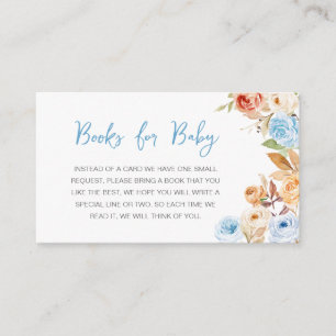 Blue Floral Pumpkin Baby Shower Books for Baby Enclosure Card