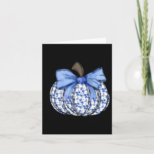 Blue Floral Pumpkin Fall Coquette Thanksgiving Hal Card