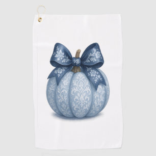 Blue Floral Pumpkin Golf Towel