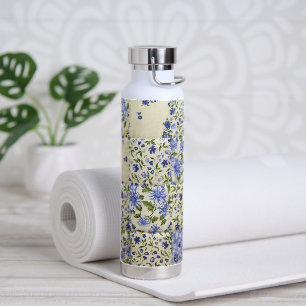 Blue Floral Quilt  Water Bottle