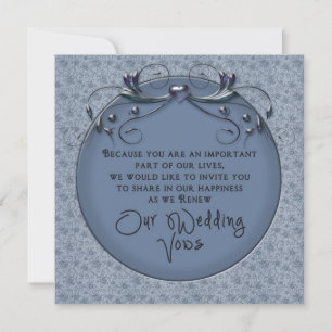 Blue Floral - Renewing Wedding Vows - Invitation