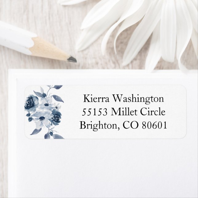 Blue Floral Return Address Label (Insitu)