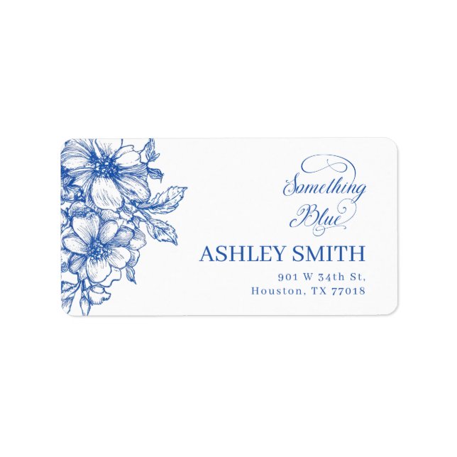 Blue Floral Return Address Labels (Front)