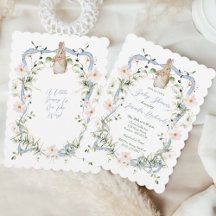 Blue Floral Ribbon Baby Bunny Baby Shower 