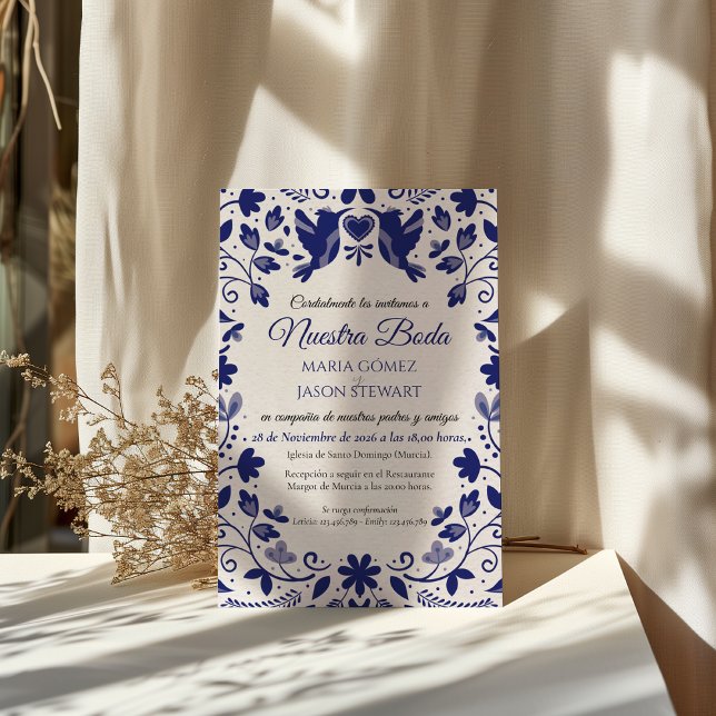 Blue Floral Romantic Aesthetic Spanish Wedding Invitation (Blue Floral Romantic Aesthetic Spanish Wedding Invitation)