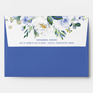 Blue Floral Rose Envelope