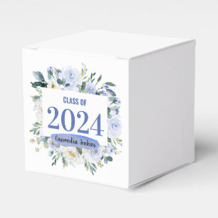 Blue Floral Rose Graduation Year Favour Box