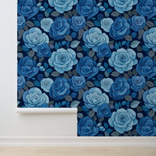 Blue Floral Roses Wallpaper