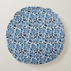 Blue Floral  Round Cushion