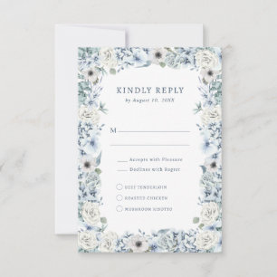 Blue Floral RSVP Card
