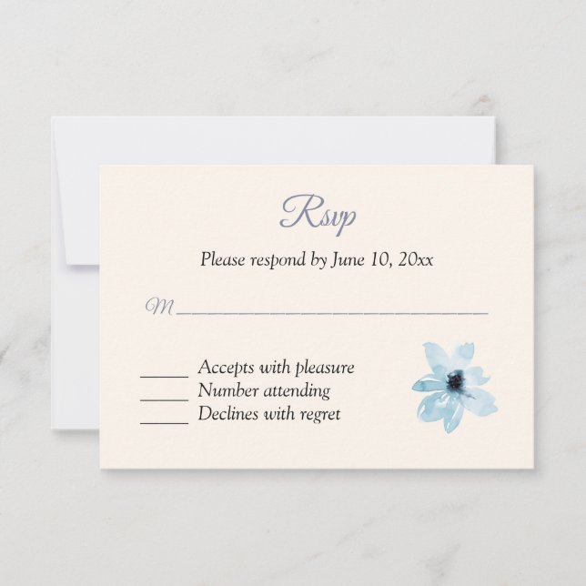 Blue Floral  RSVP Response Card (Front)