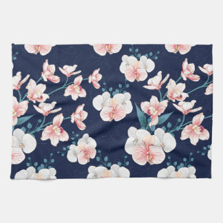 Blue floral rug tea towel