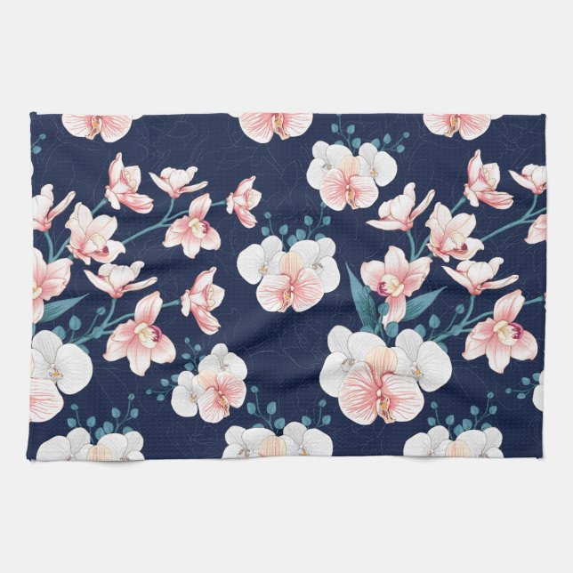 Blue floral rug tea towel (Horizontal)