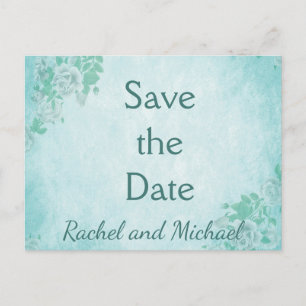 Blue Floral Save the Date Announcement Postcard