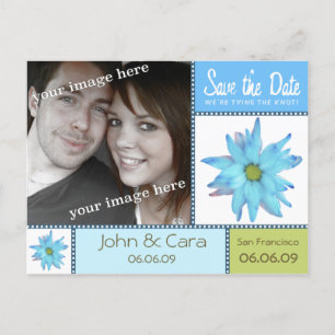 Blue Floral Save the Date Postcard