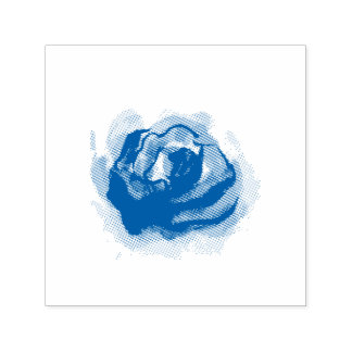 blue floral  self-inking stamp