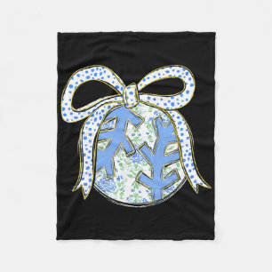 Blue Floral Sell Softll Coquette Bow Women Girls Fleece Blanket