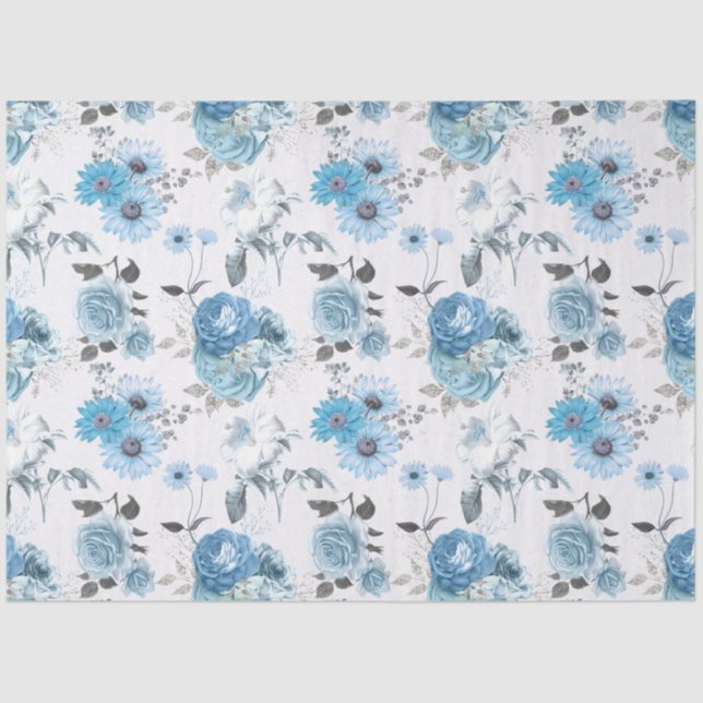 Blue Floral Series Design 5 Tissue Paper (Front)