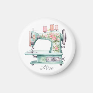Blue Floral Sewing Machine Magnet