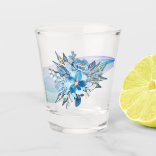 Blue Floral Shotglass Wedding Favour Shot Glass