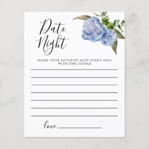 Blue Floral Shower Date Night Card