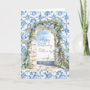 Blue Floral Sicilian Blue Skies View Card
