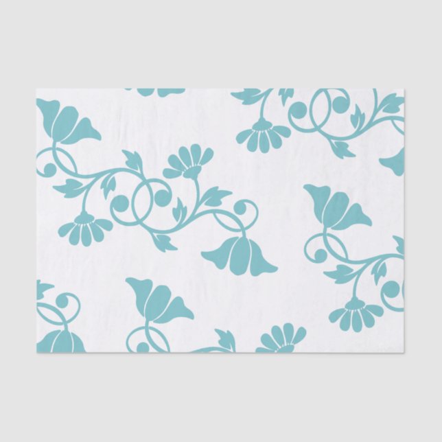 Blue Floral Silhouette Tissue Paper (Front)